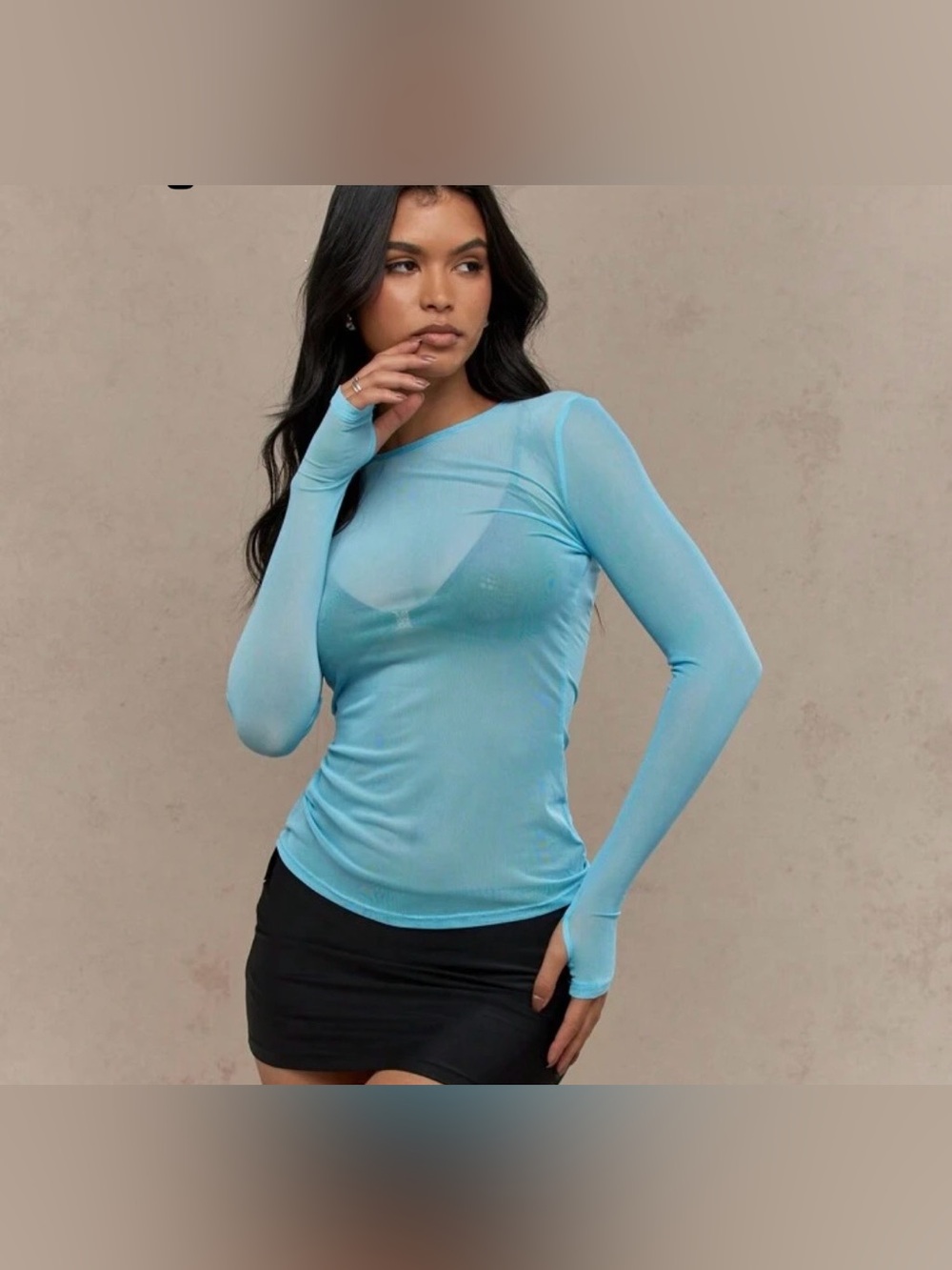 Mesh long sleeve top